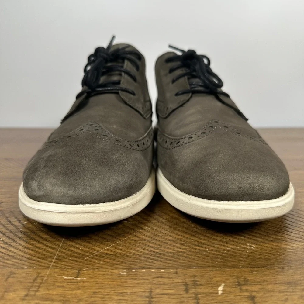 Cole Haan Shoes Mens 12 Green Gray Grand Plus Essex Wedge Wingtip Oxford Dress
